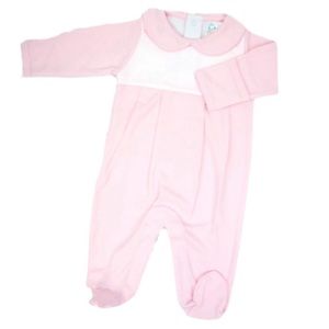 PATY Pink White Footie Footed Romper Coverall Playsuit Sz Newborn Baby Girl